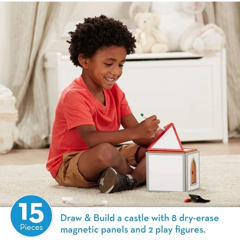 Melissa & Doug Magentivity Magnetic Dress-Up Play Set – Draw & Build Castle
